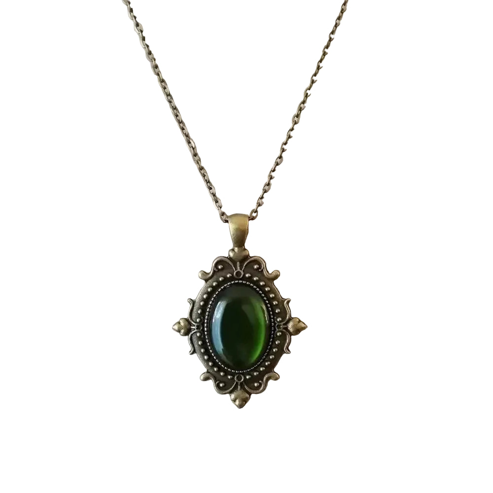 Whimsigoth Antiqued Bronze Cabochon Pendant Necklace