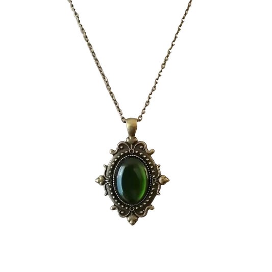 Whimsigoth Antiqued Bronze Cabochon Pendant Necklace
