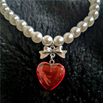 Vintage Pearl Heart Charm Necklace