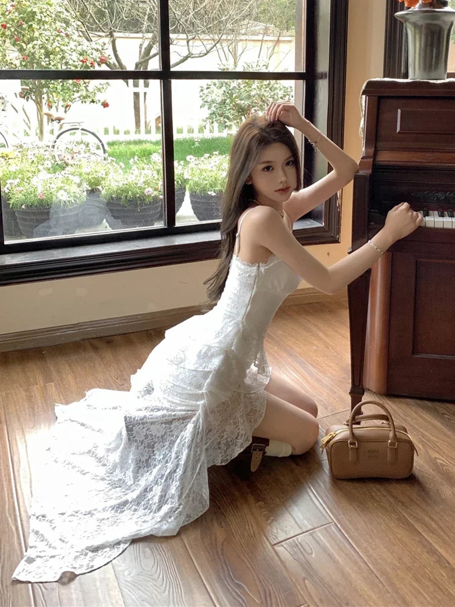 Fairycore Asymmetric Lace Dress