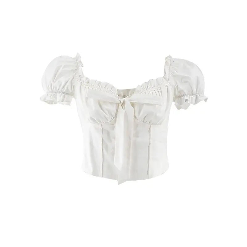 White Coquette Puff Sleeve Blouse