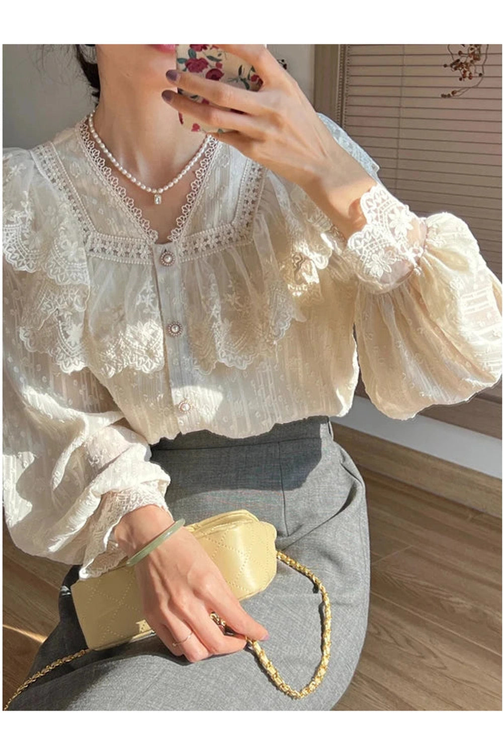 Vintage Lace Flounce Blouse cottagecoreclothes