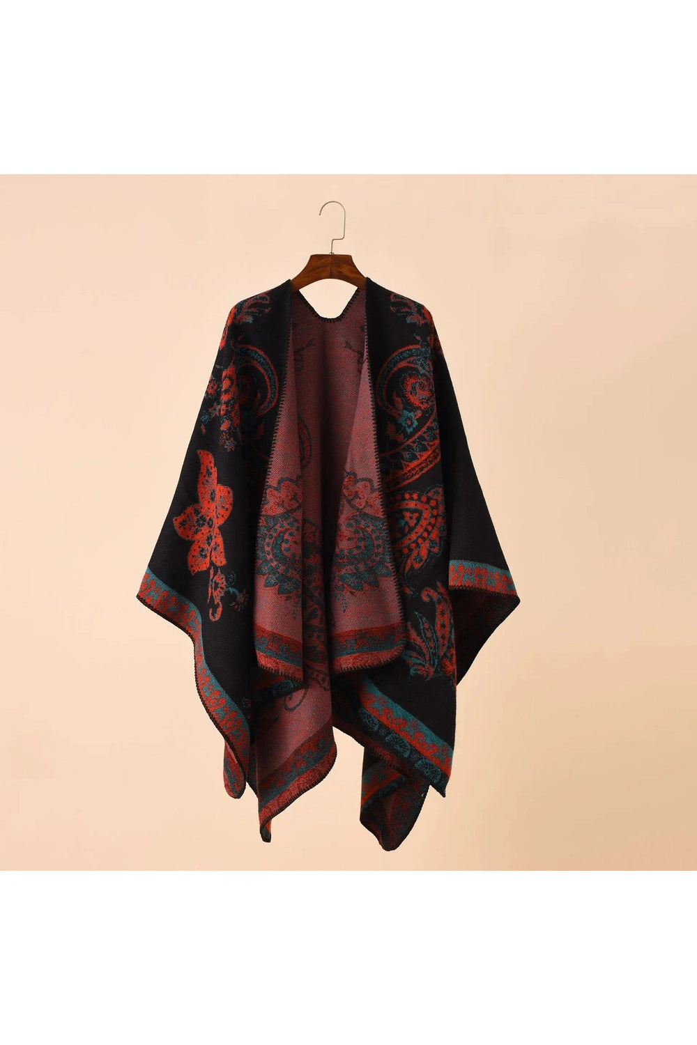 Geometric Lattice Pattern Poncho cottagecoreclothes