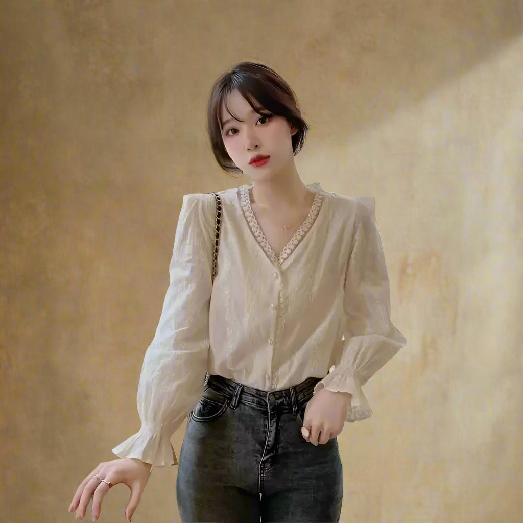 Mori Girl Embroidered Floral Blouse cottagecoreclothes