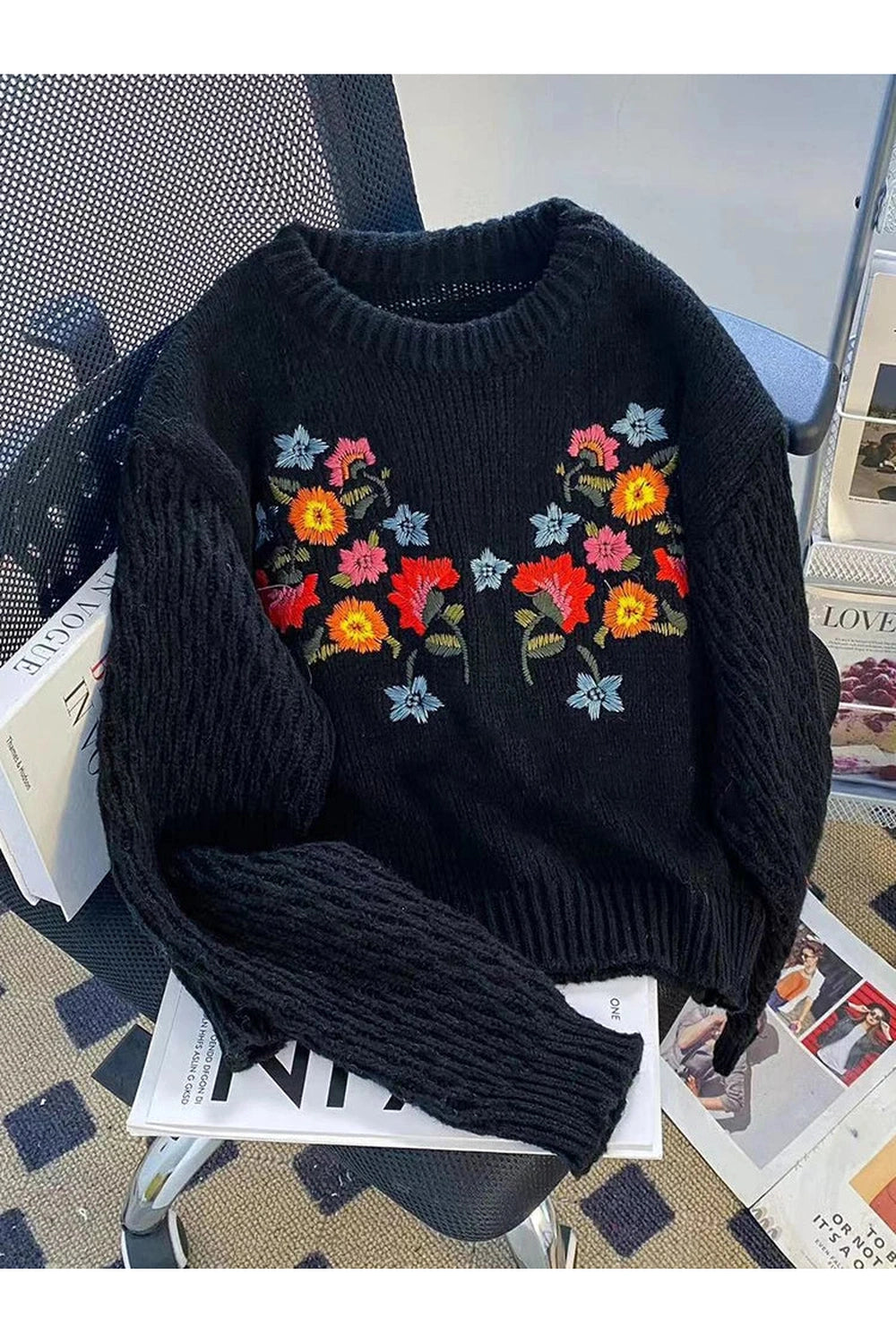 Meadow Bloom Knit Fall Sweater