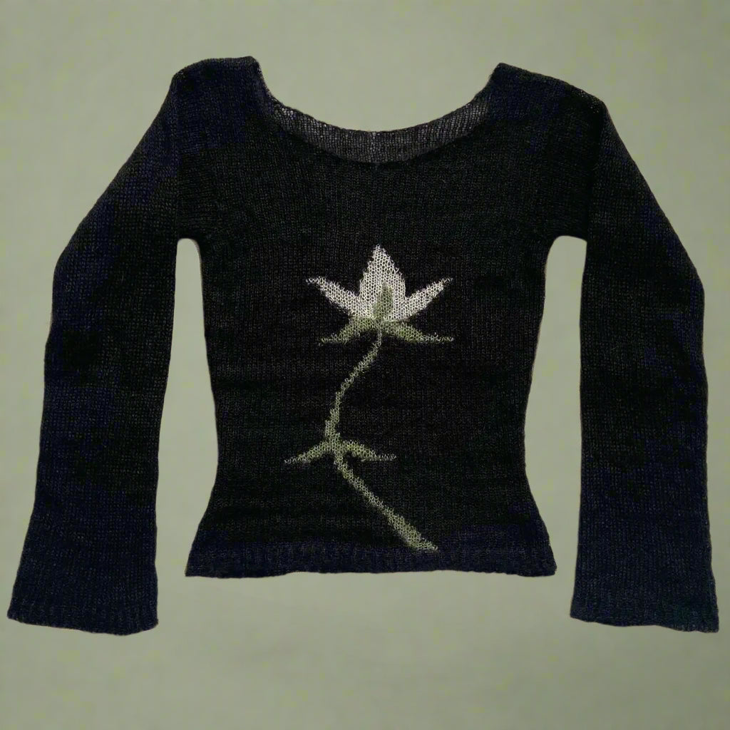 Midnight Bloom Knit Sweater cottagecoreclothes