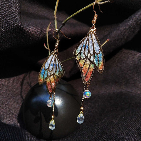 Fairycore Enamel Butterfly Tassel Drop Earrings