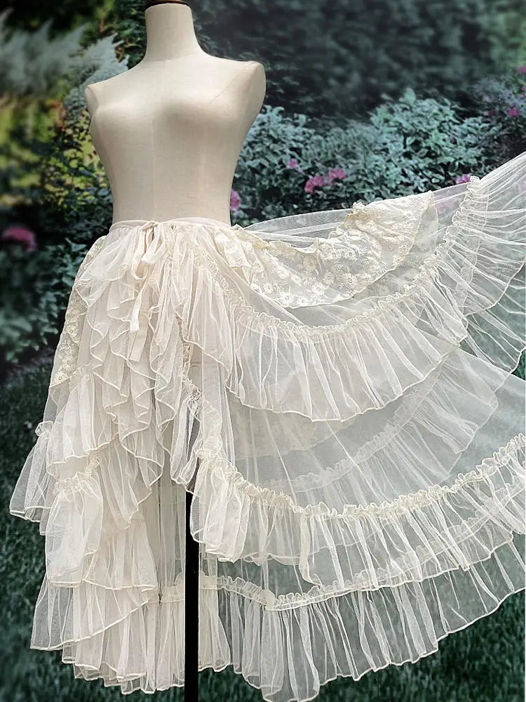 Fairycore Ruffled High-Low Tulle Skirt