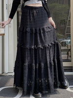 Dark Cottagecore Hollow Out Long Skirt