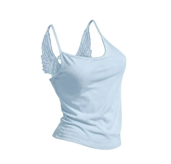 Ethereal Angel Wing 3D Back Cami Top in Baby Blue