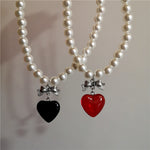 Vintage Pearl Heart Charm Necklace