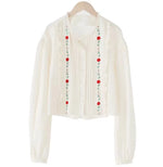 Mori Girl Floral Trim Boho Shirt