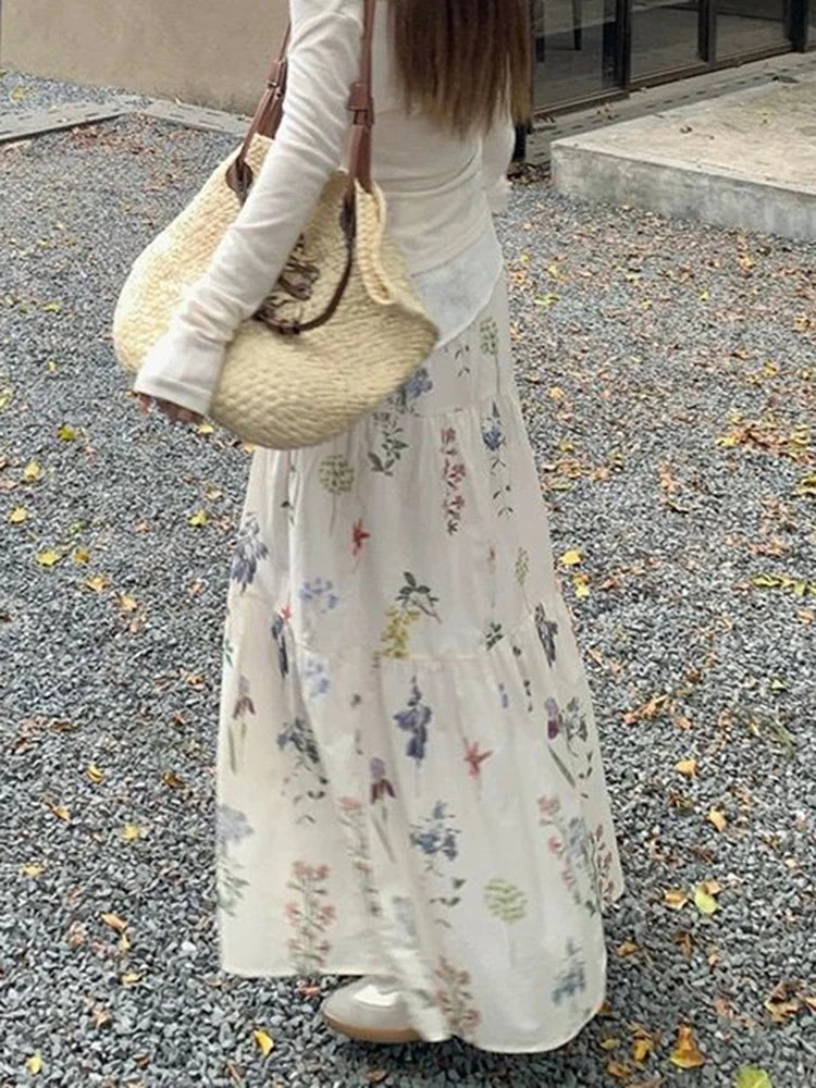 Cottagecore Floral Tiered Maxi Skirt