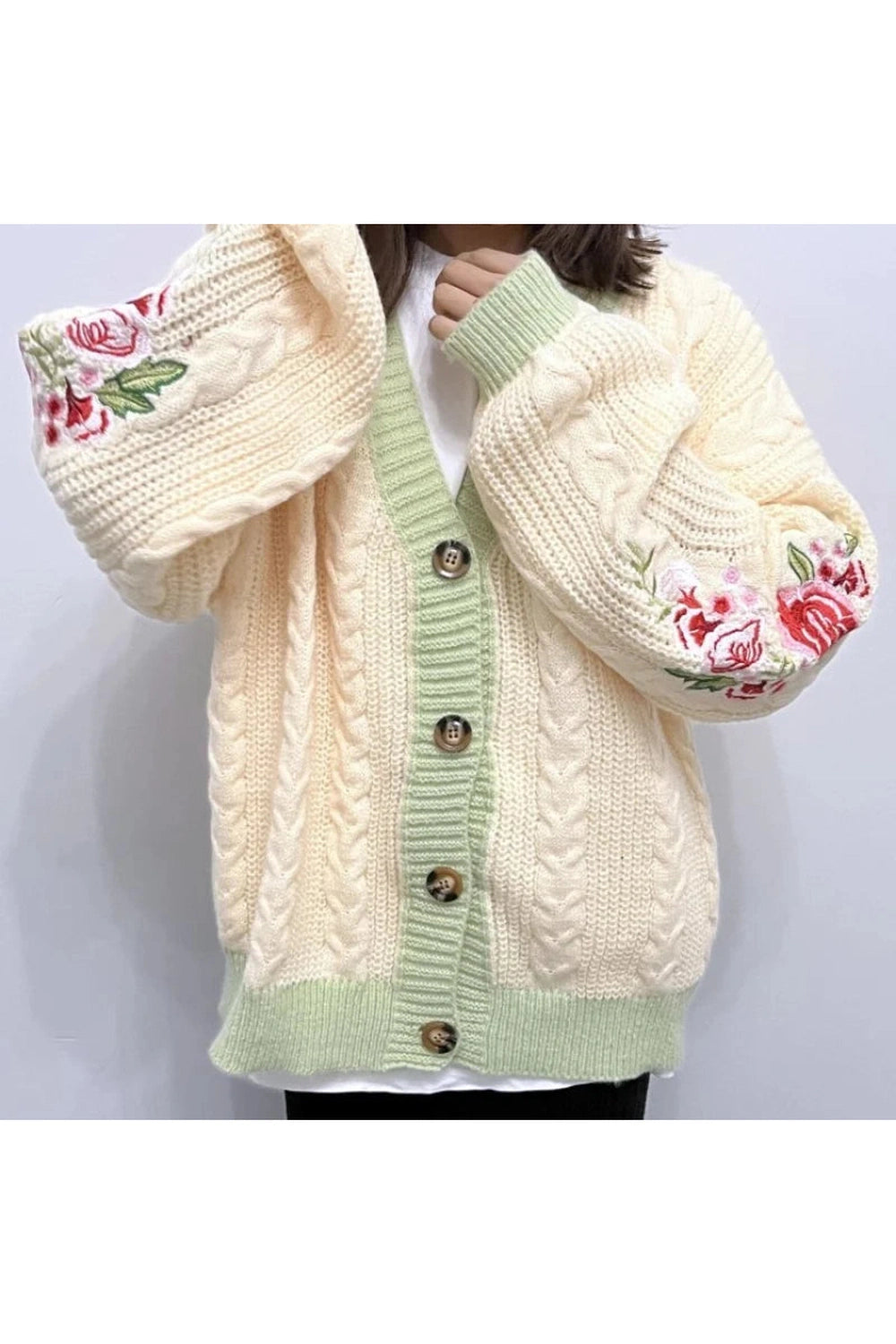 Embroidered Flower Fall Cardigan