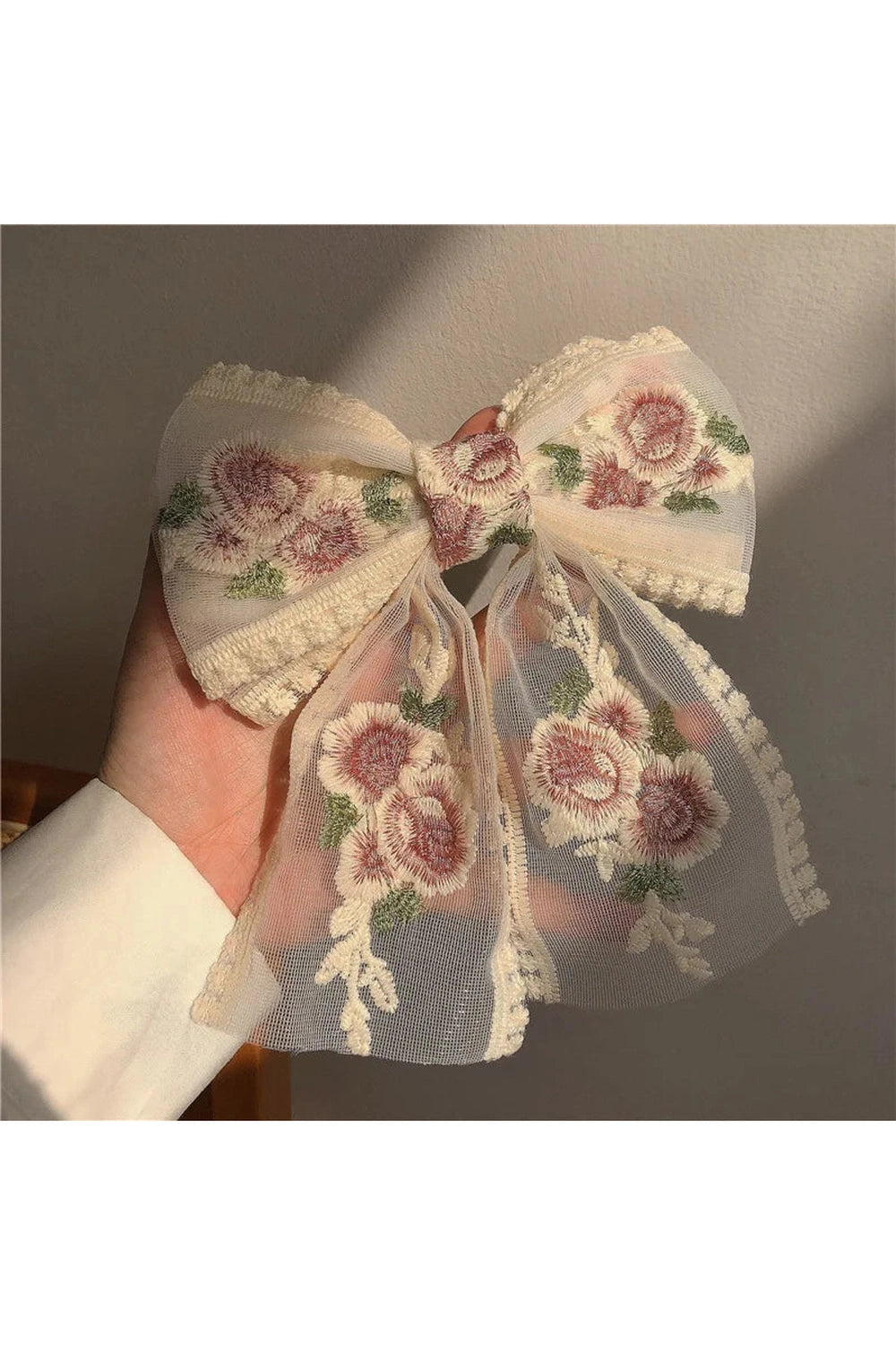 Embroidered Lace Hair Bows