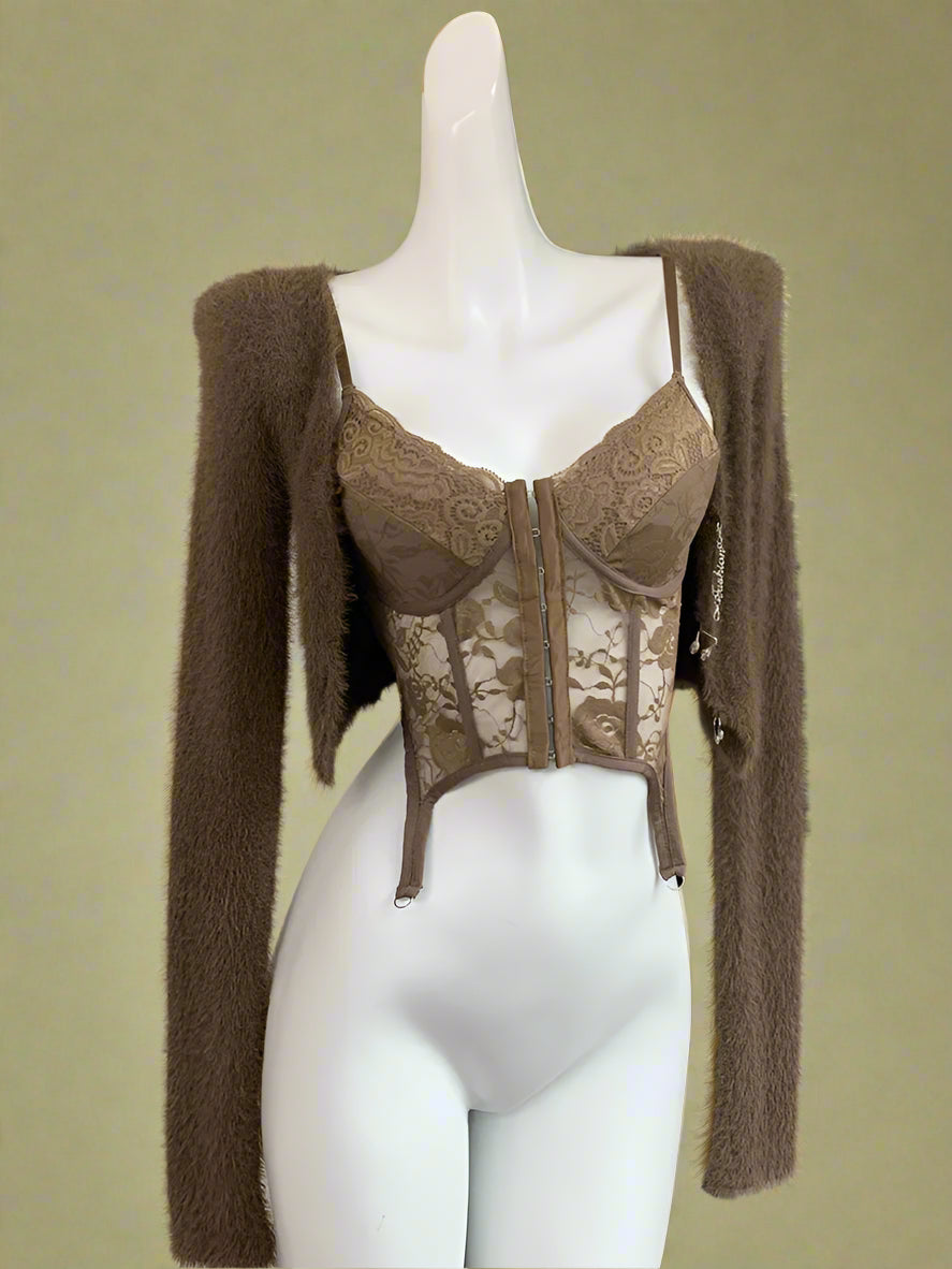 Vintage Fuzzy Corset Cardigan cottagecoreclothes