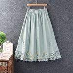 Embroidery Linen Elastic Skirt