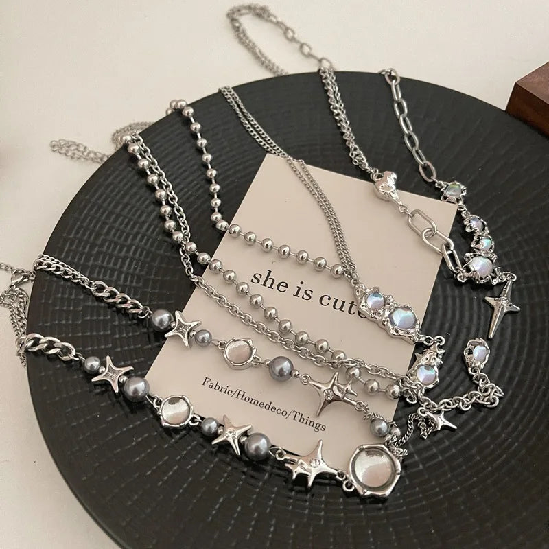 Celestial Starburst Silver Necklace cottagecoreclothes