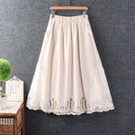 Embroidery Linen Elastic Skirt