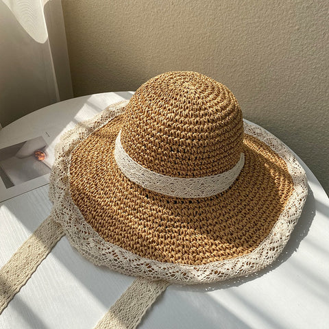 Cottagecore Foldable Straw Sunshade Hat