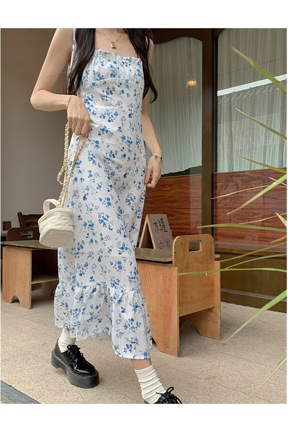 Cottagecore Casual Suspender Flower Dress cottagecoreclothes