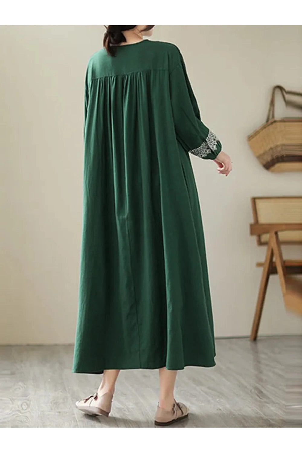 Geometric Embroidery Cotton Dress cottagecoreclothes