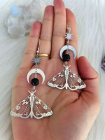 Fairycore Crescent and Moth Earrings