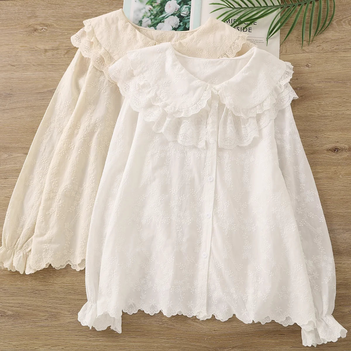 Cottagecore Lace Embroidery Blouse