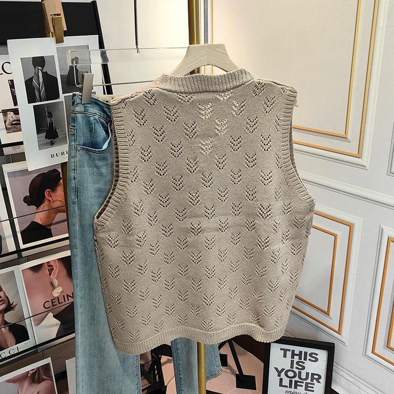 Mori Girl Patchwork Floral Crochet Vest