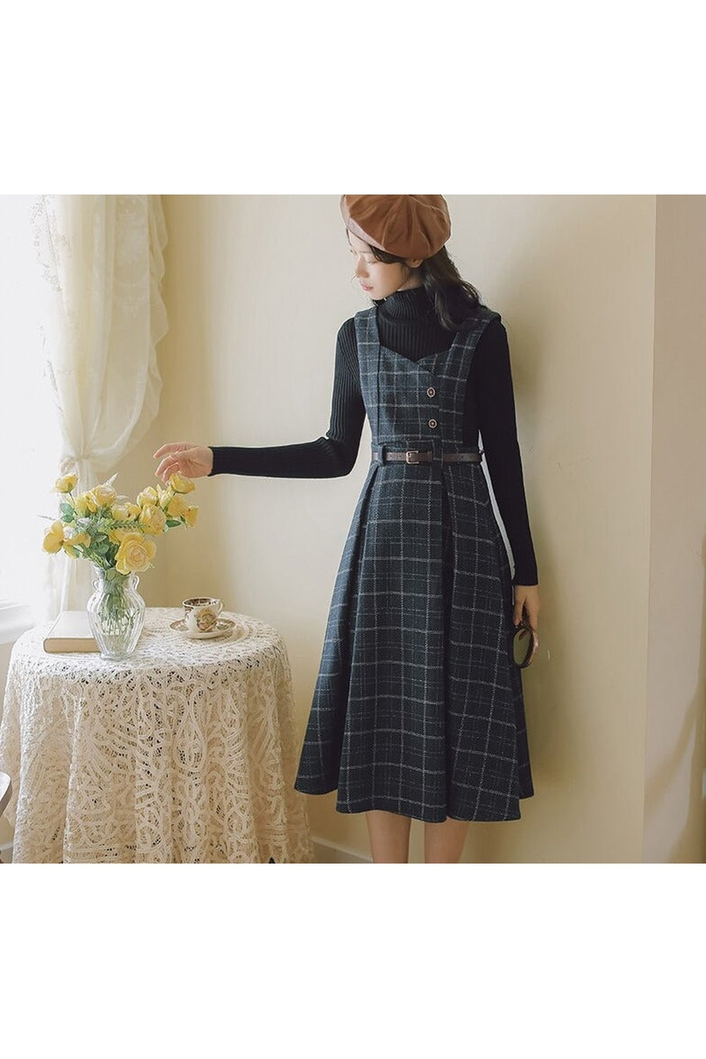 Mori Girl Plaid Pinafore Dress - ottagecore clothes Mori Girl Plaid Pinafore Dress - ottagecore clothes