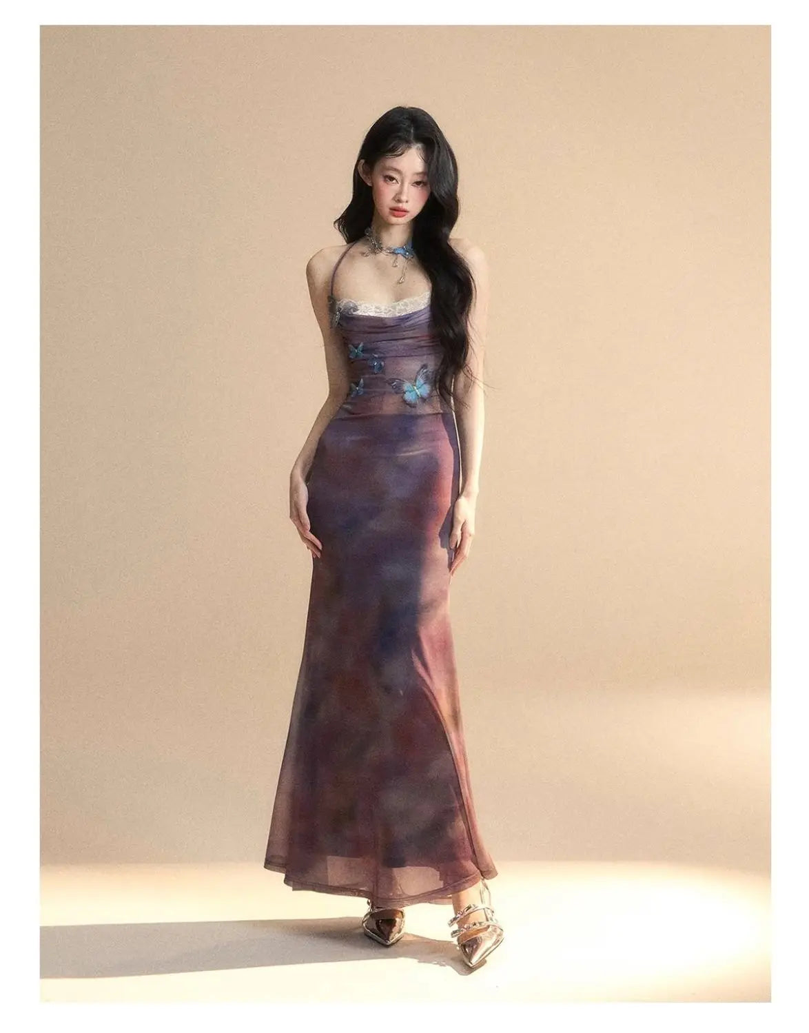 Ethereal Butterfly Storm Maxi Dress