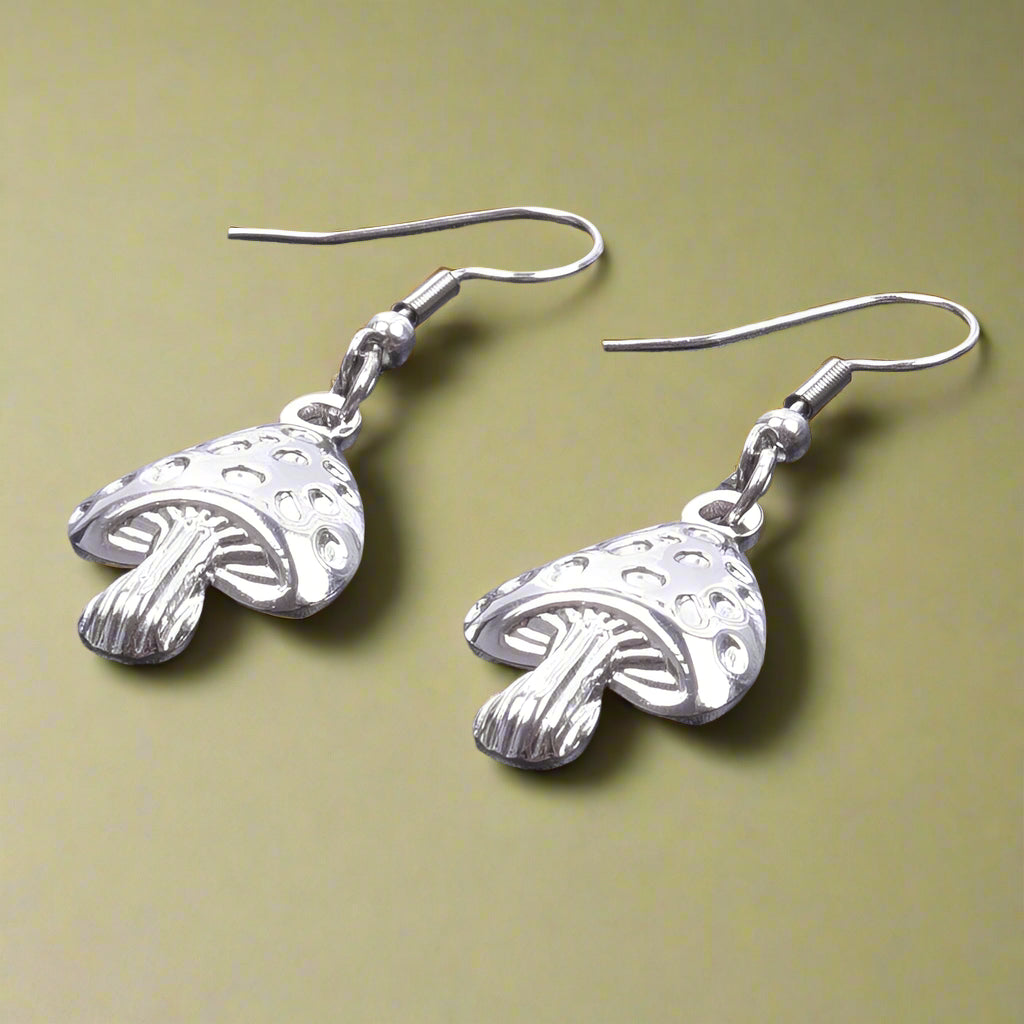 Goblincore Iridescent Mushroom Drop Earrings cottagecoreclothes