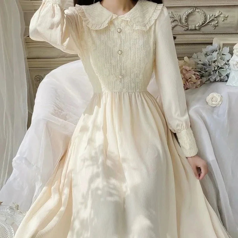 Cottagecore Pan Collar Midi Dress
