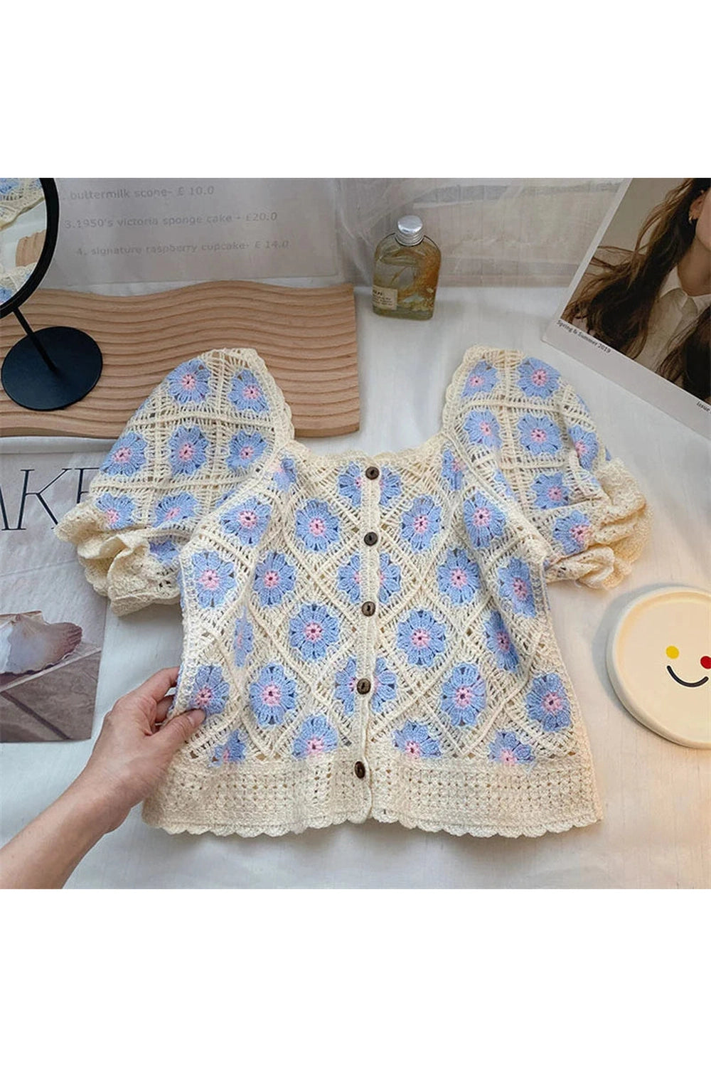 Flower Crochet Crop Fall Cardigan