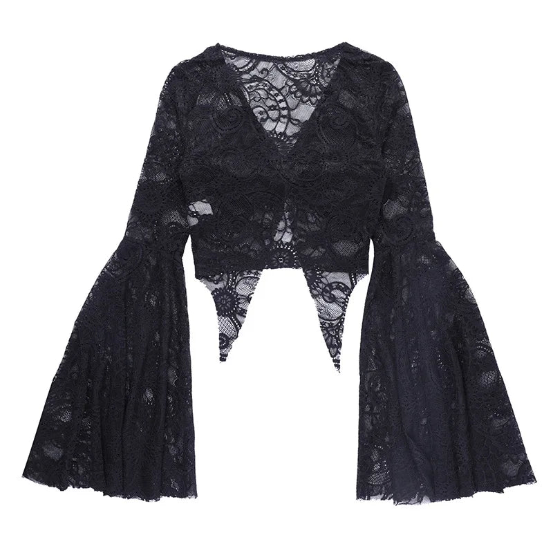 Dark Lace Gothic Crop Tee