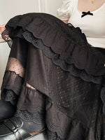 Dark Cottagecore Midnight Lace Tiered Skirt