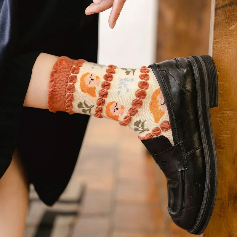 Mori Girl Cozy Nature Print Socks