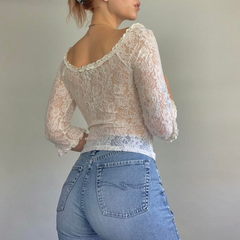 Fairy Grunge Lace Long Sleeve Crop Top