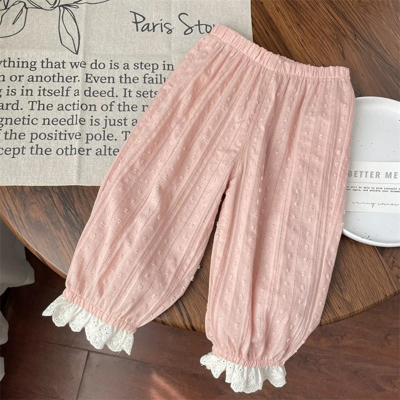 Fairycore Blush Eyelet Bloomer Pants