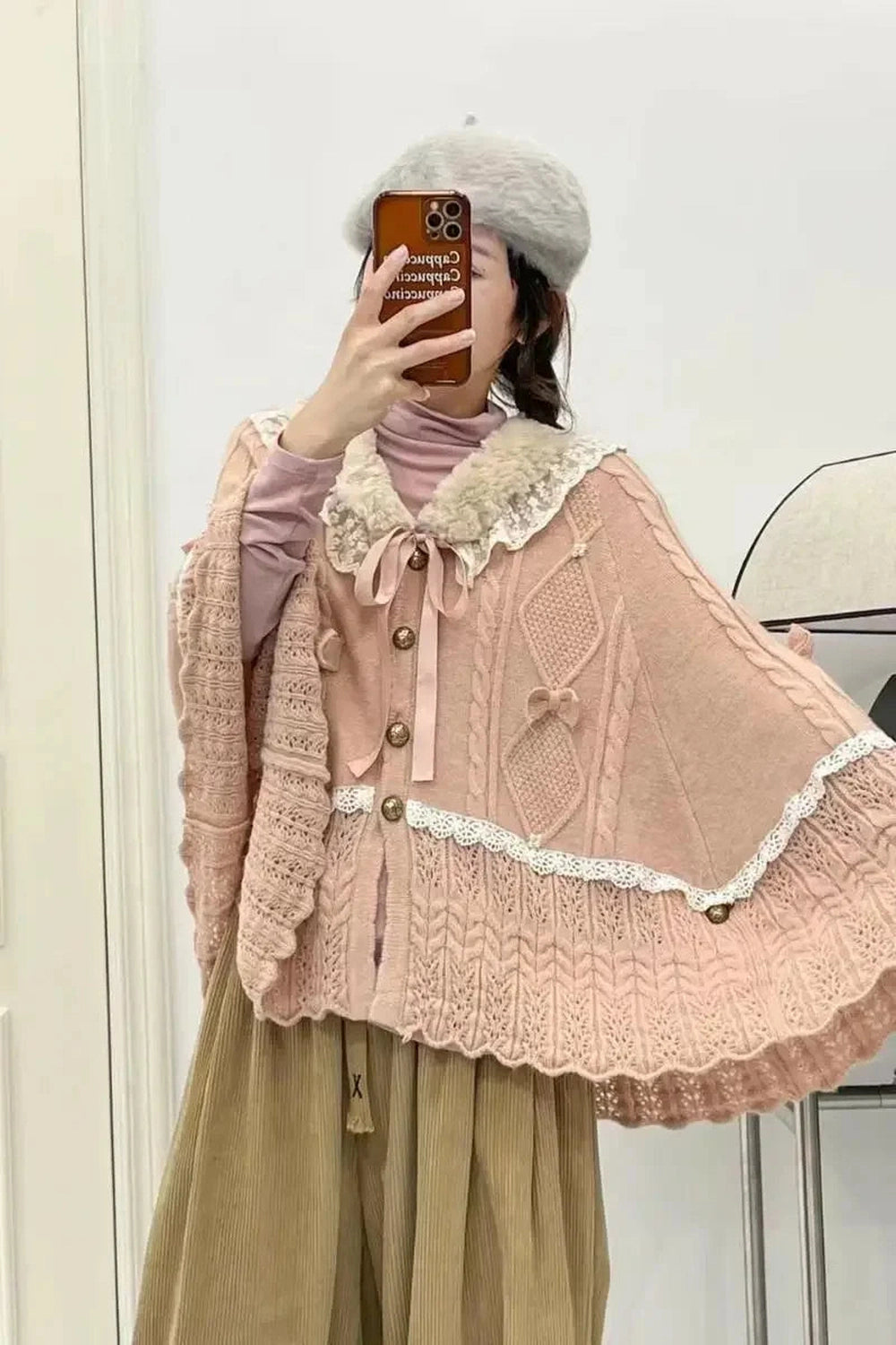 Mori Girl Knit Lace Fall Cardigan