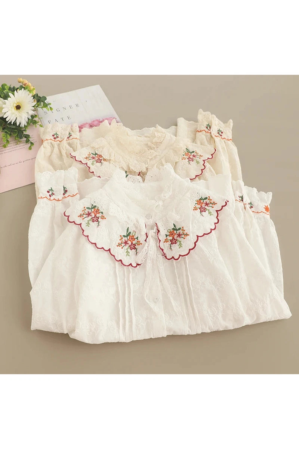 Sweet Mori Style Embroidered Shirt cottagecoreclothes