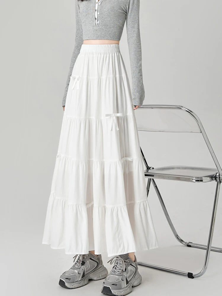 Retro Tiered High Waist Maxi Skirt