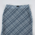 Vintage Blue Plaid Midi Skirt