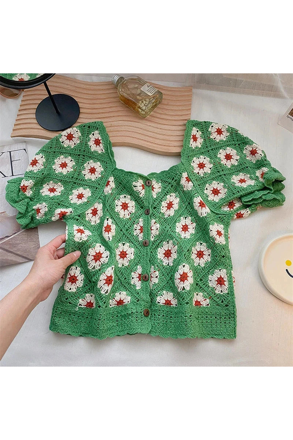 Flower Crochet Crop Fall Cardigan