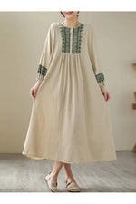 Geometric Embroidery Cotton Dress