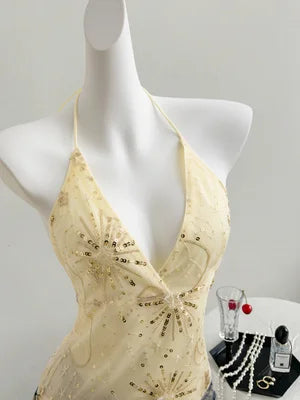 Y2K Fairycore Sequin Halter Top