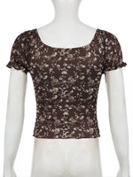 Velvet Floral Sweetheart Top