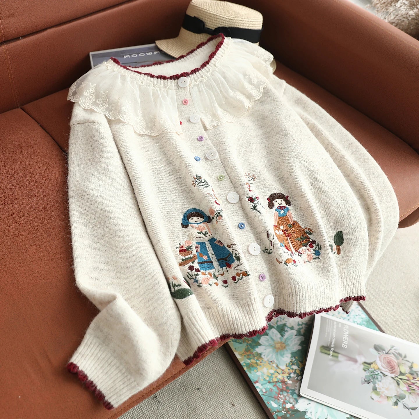 Cottagecore Garden Embroidered Lace Cardigan Coat