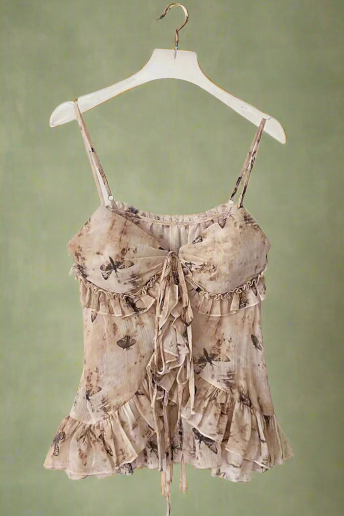 Fairycore Butterfly Print Flowy Top cottagecoreclothes