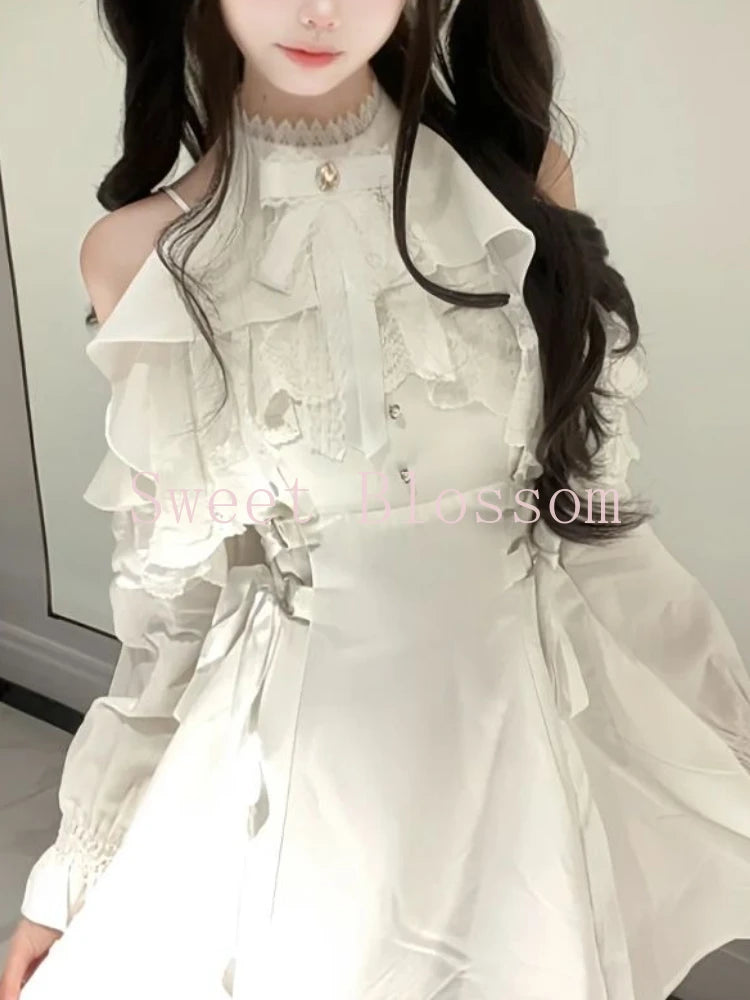 Fairycore Ruffle Dress in Ivory